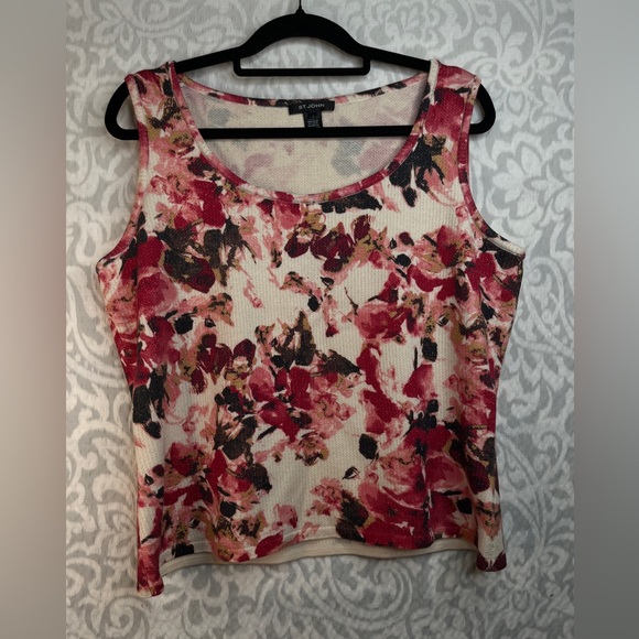 St. John Blk Label Exclusively For Neiman Marcus Sz L Floral Print gold shimmer - Picture 10 of 10